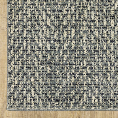 8’ X 10’ Blue Ivory Grey And Light Blue Geometric Power Loom Stain Resistant Area Rug - Area Rugs