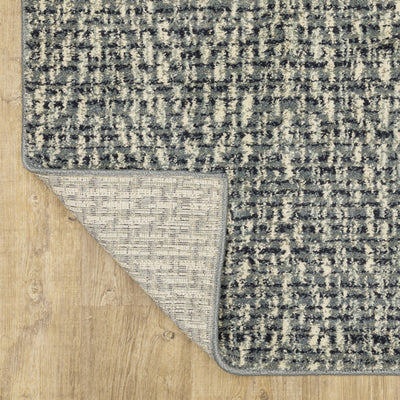 8’ X 10’ Blue Ivory Grey And Light Blue Geometric Power Loom Stain Resistant Area Rug - Area Rugs