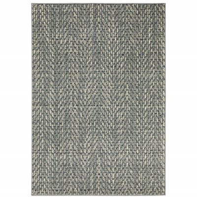 8’ X 10’ Blue Ivory Grey And Light Blue Geometric Power Loom Stain Resistant Area Rug - Area Rugs