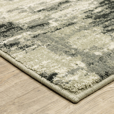 8’ X 10’ Grey Beige Charcoal And Blue Abstract Power Loom Stain Resistant Area Rug - Area Rugs