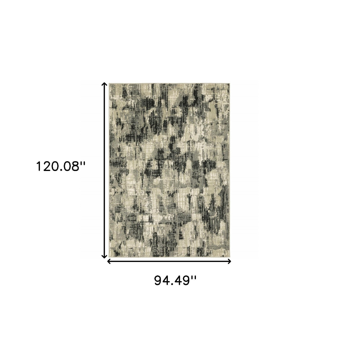 8’ X 10’ Grey Beige Charcoal And Blue Abstract Power Loom Stain Resistant Area Rug - Area Rugs