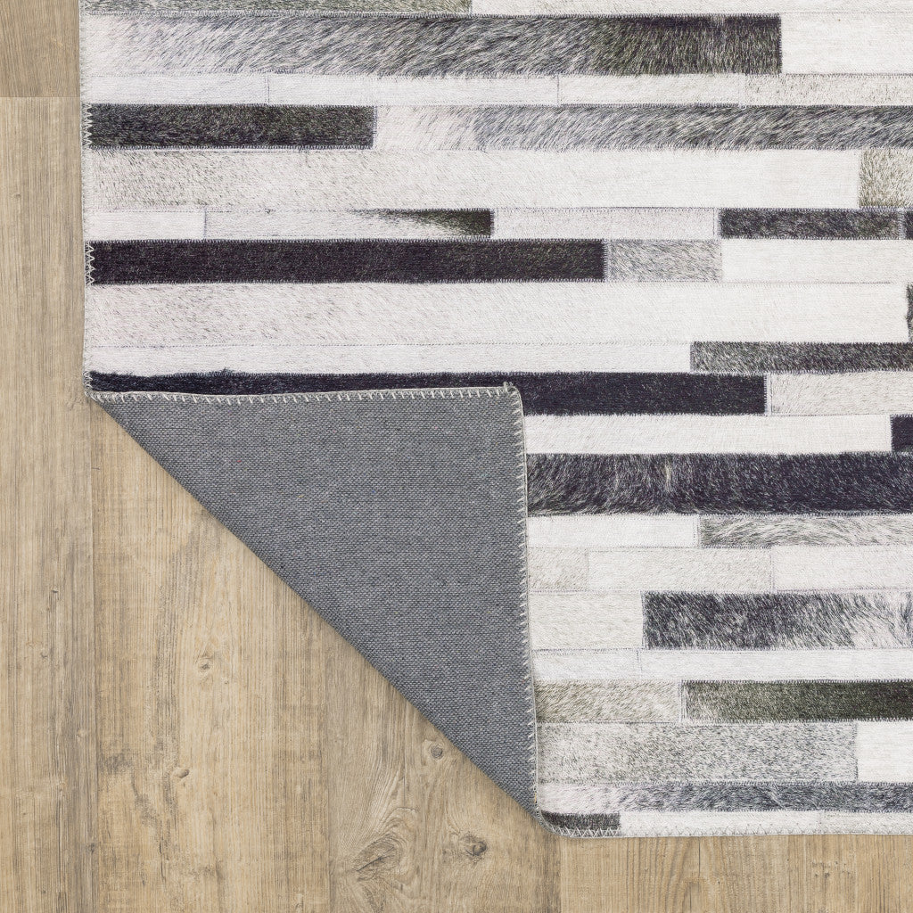 8’ X 10’ Grey Charcoal And Beige Geometric Power Loom Stain Resistant Area Rug - Area Rugs