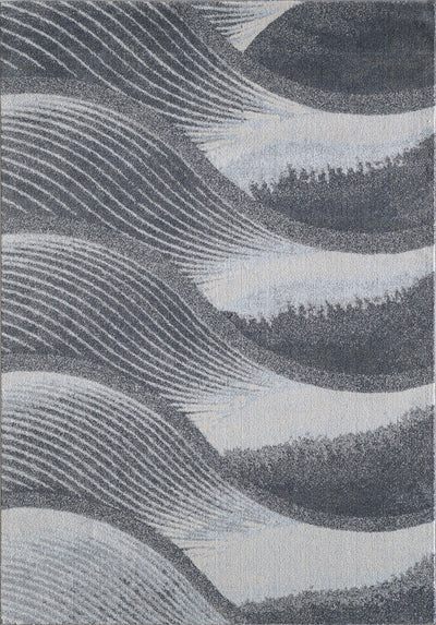 8’ X 11’ Blue And Gray Abstract Dhurrie Area Rug - Area Rugs