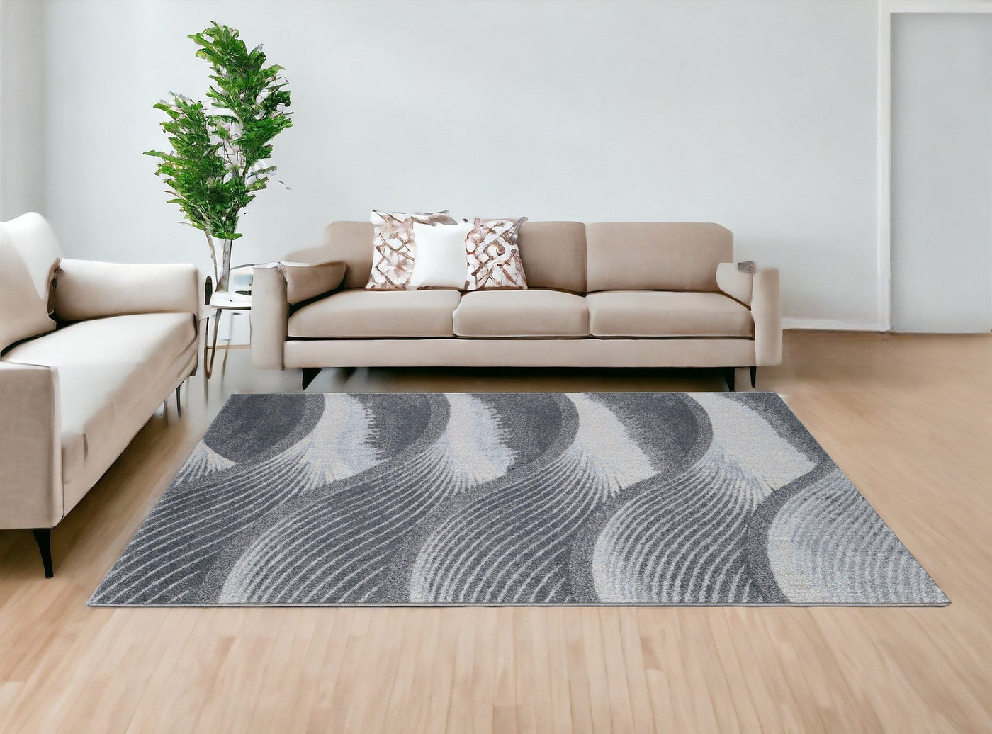 8’ X 11’ Blue And Gray Abstract Dhurrie Area Rug - Area Rugs