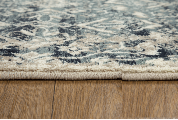 8’ X 11’ Blue And Ivory Oriental Dhurrie Area Rug - Area Rugs