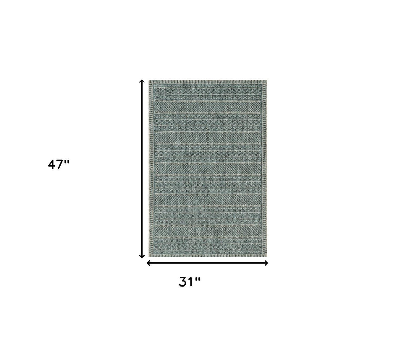 8’ X 11’ Teal Geometric Patterns Indoor Area Rug - 3’’ x 4’’ - Area Rugs