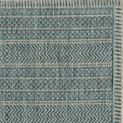 8’ X 11’ Teal Geometric Patterns Indoor Area Rug - 3’ x 4’ - Area Rugs