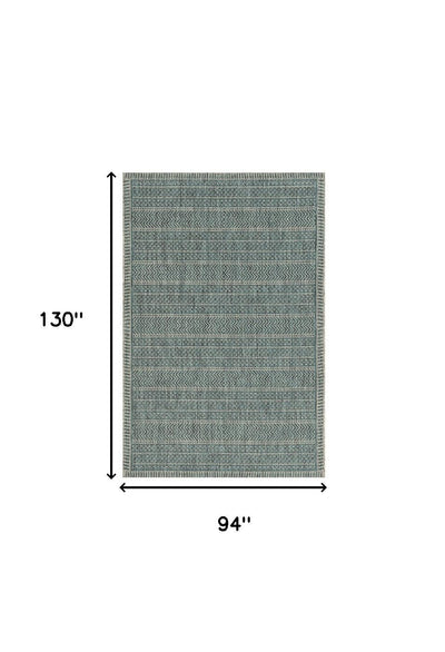 8’ X 11’ Teal Geometric Patterns Indoor Area Rug - Area Rugs