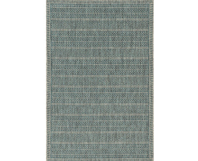 8’ X 11’ Teal Geometric Patterns Indoor Area Rug - Area Rugs