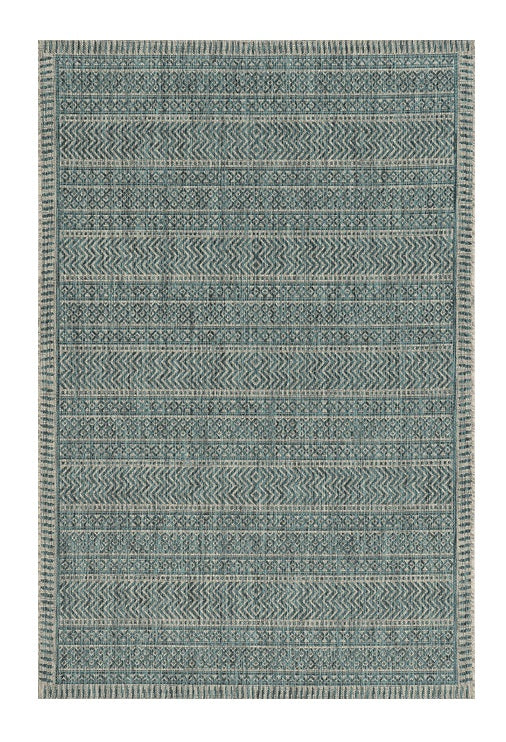 8’ X 11’ Teal Geometric Patterns Indoor Area Rug - Area Rugs