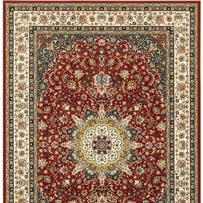 9’ X 12’ Red Ivory Machine Woven Oriental Indoor Area Rug - 7’ x 10’ - Area Rugs