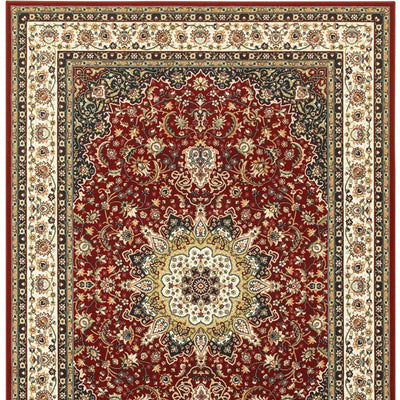 9’ X 12’ Red Ivory Machine Woven Oriental Indoor Area Rug - 9’ x 12’ - Area Rugs