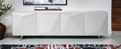 94’ White Contemporary Storage Buffet Server - Console Tables