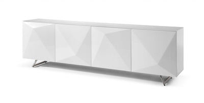 94’ White Contemporary Storage Buffet Server - Console Tables