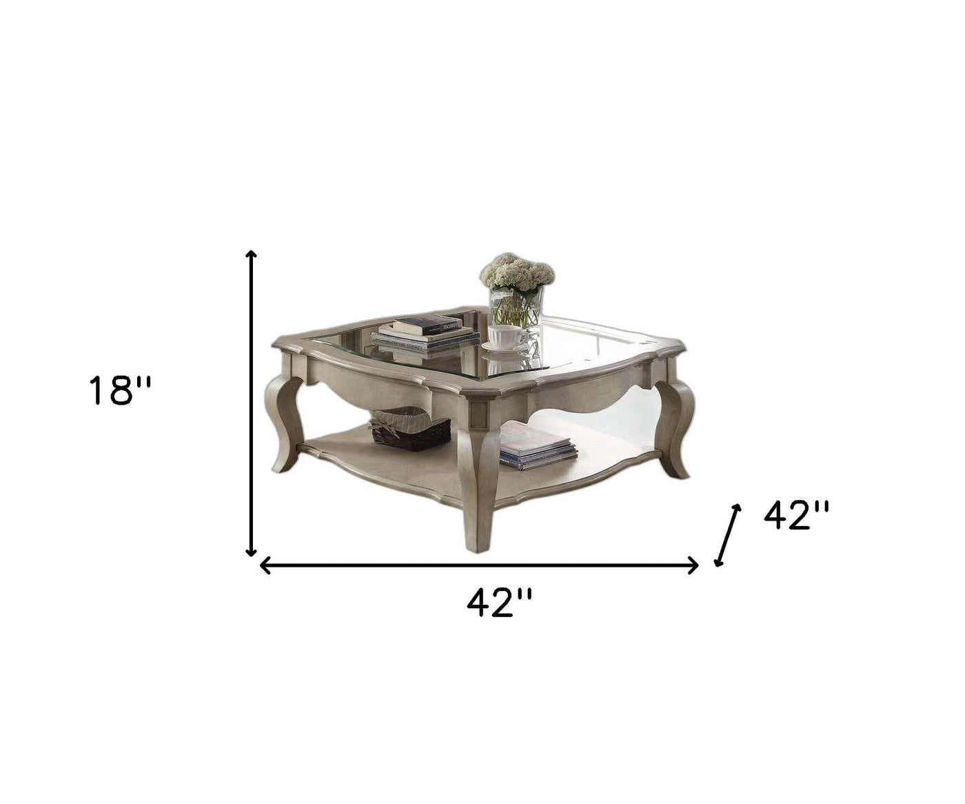 Antique Taupe Clear Glass Coffee Table - Coffee Tables
