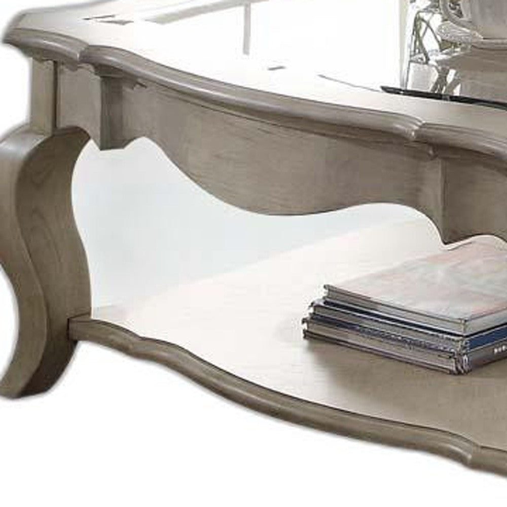 Antique Taupe Clear Glass Coffee Table - Coffee Tables