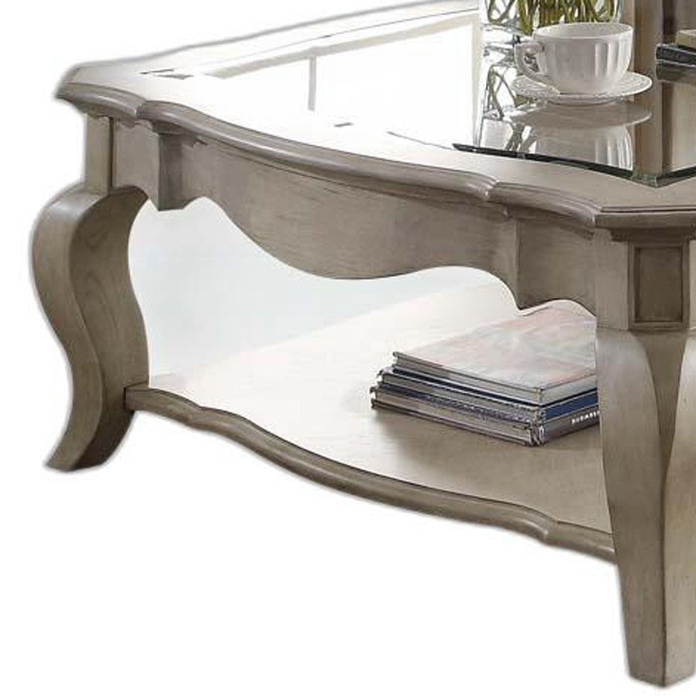 Antique Taupe Clear Glass Coffee Table - Coffee Tables