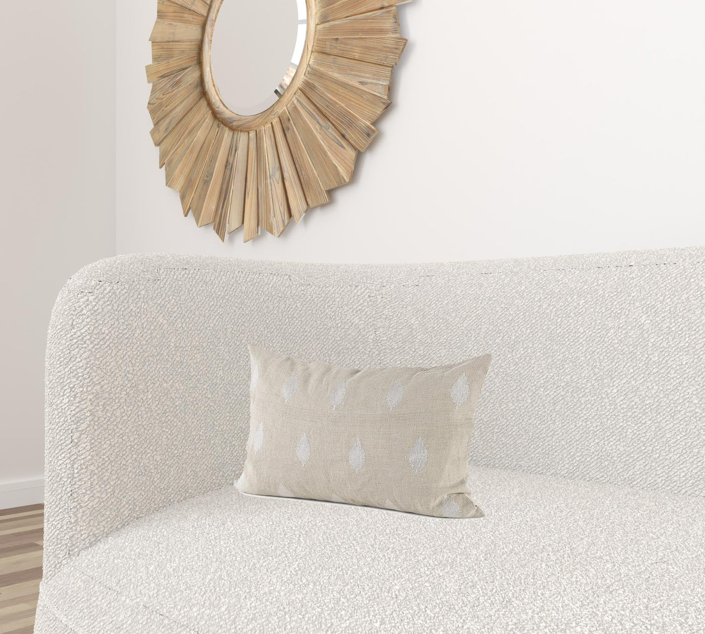 Beige And White Patterned Lumbar Pillow Cover - Accent Throw Pillows