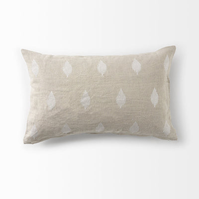 Beige And White Patterned Lumbar Pillow Cover - Accent Throw Pillows