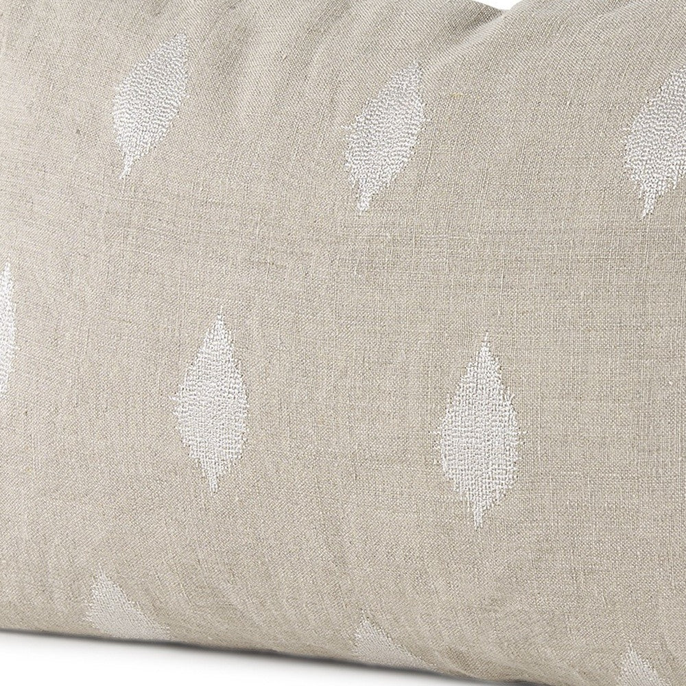 Beige And White Patterned Lumbar Pillow Cover - Accent Throw Pillows