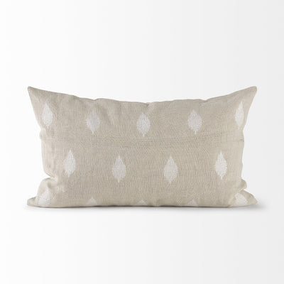 Beige And White Patterned Lumbar Pillow Cover - Accent Throw Pillows