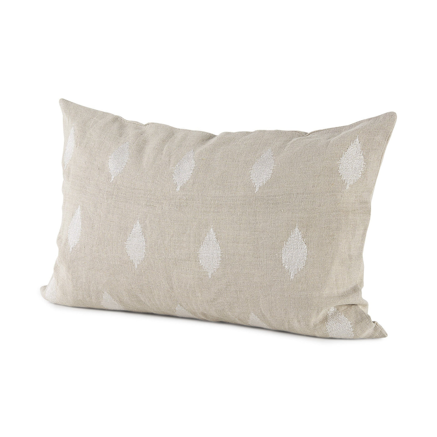 Beige And White Patterned Lumbar Pillow Cover - Accent Throw Pillows