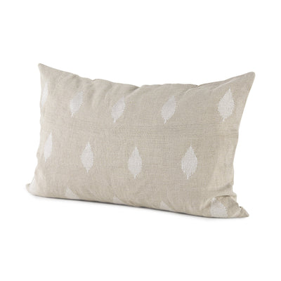 Beige And White Patterned Lumbar Pillow Cover - Accent Throw Pillows