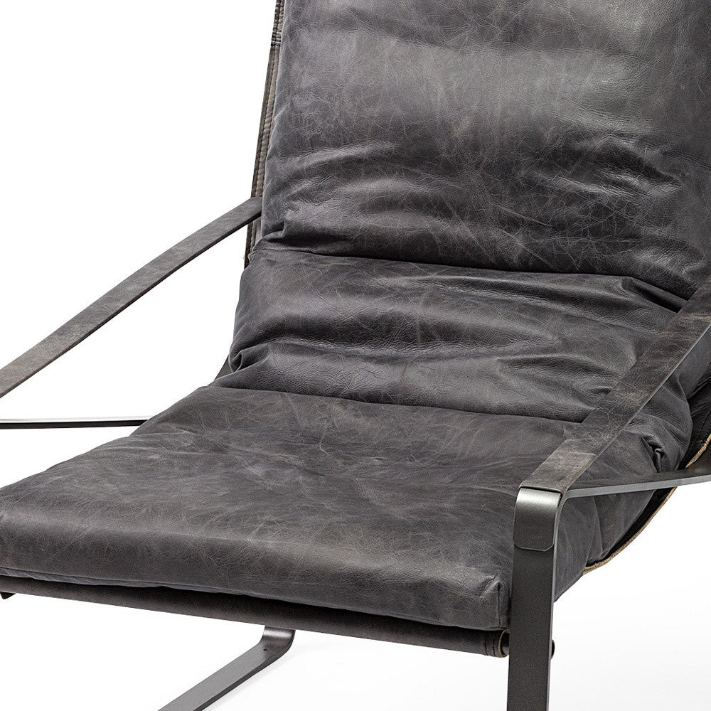 Black Leather Body Accent Chair With Metal Frame - Accent Chairs