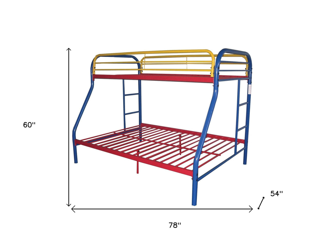 78’’ X 54’’ X 60’’ Twin Over Full Rainbow Metal Tube Bunk Bed - Bunk Beds