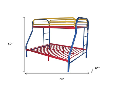 78’’ X 54’’ X 60’’ Twin Over Full Rainbow Metal Tube Bunk Bed - Bunk Beds