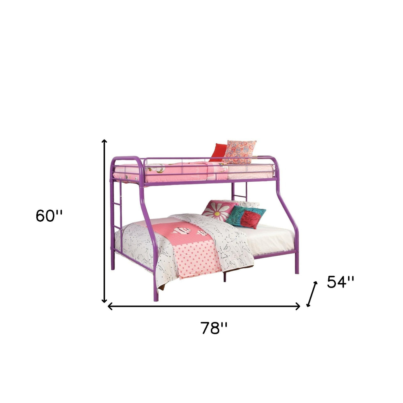 78’’ X 54’’ X 60’’ Twin Over Full Rainbow Metal Tube Bunk Bed - Bunk Beds