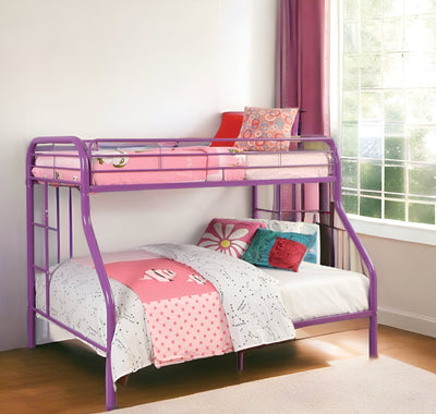 78’’ X 54’’ X 60’’ Twin Over Full Rainbow Metal Tube Bunk Bed - Purple - Bunk Beds