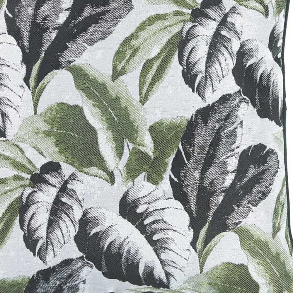 Black White And Green Tropical Leaf Throw Pillow Cover - Accent Throw Pillows