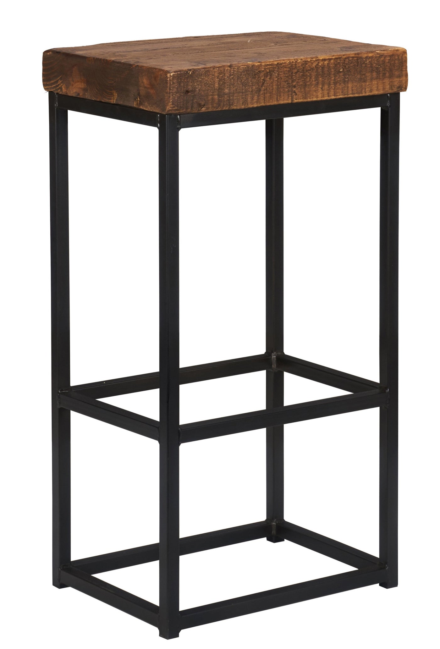 ’ Brown And Black Metal Backless Bar Height Bar Chair - Bar Chairs