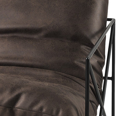 Dark Brown Faux Leather Contemporary Metal Chair - Accent Chairs