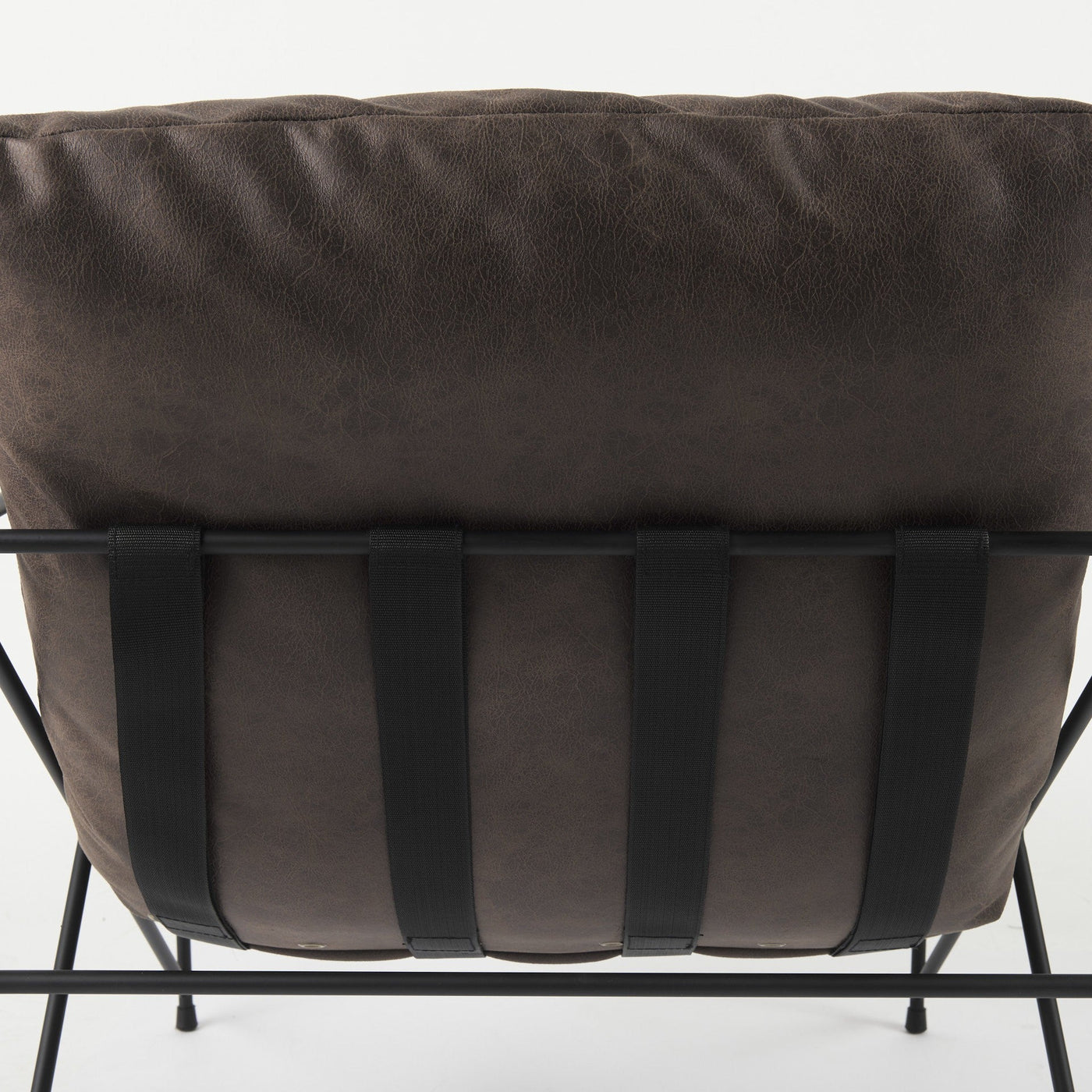 Dark Brown Faux Leather Contemporary Metal Chair - Accent Chairs