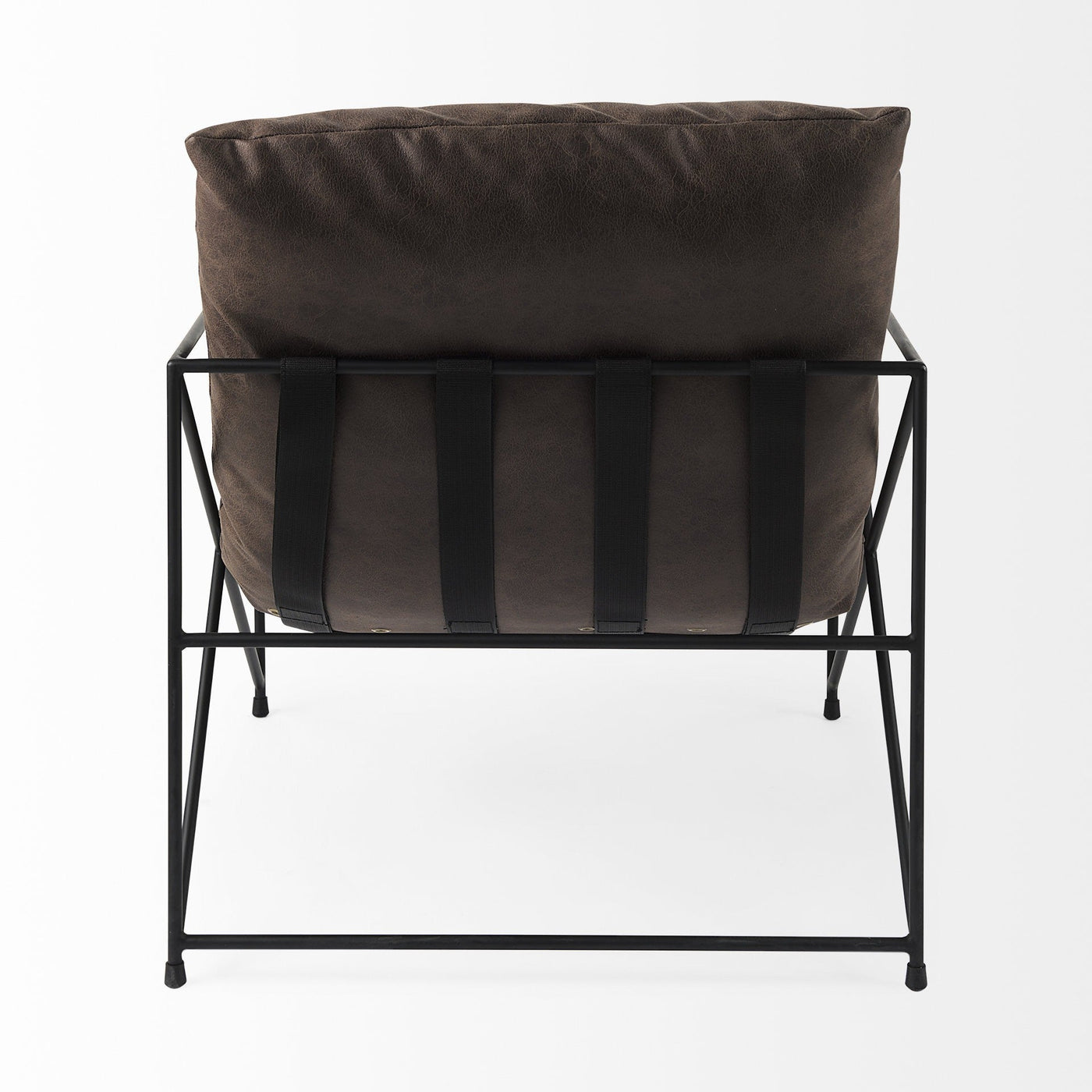 Dark Brown Faux Leather Contemporary Metal Chair - Accent Chairs