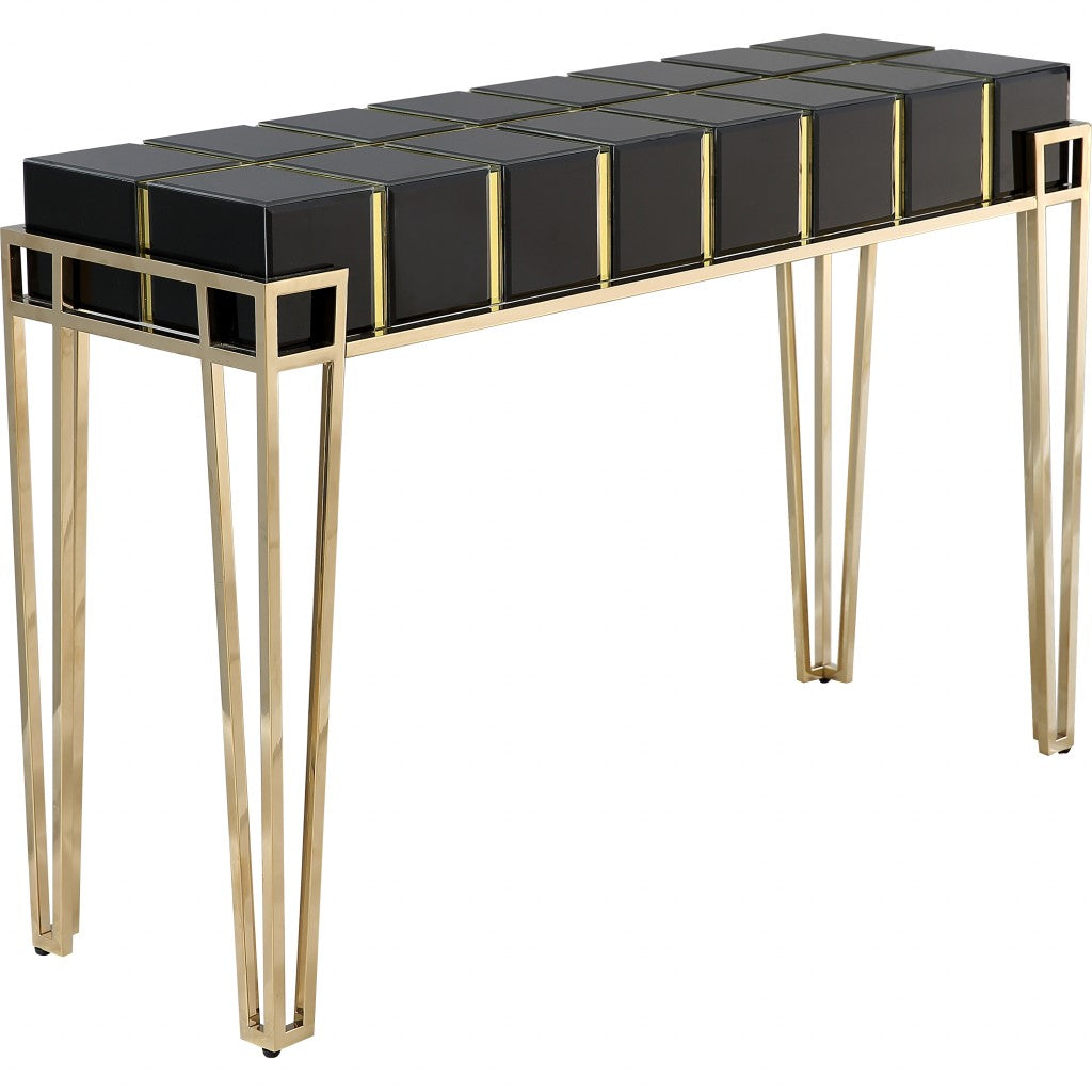 Gold and Black Sqaured Console Table - Console Tables