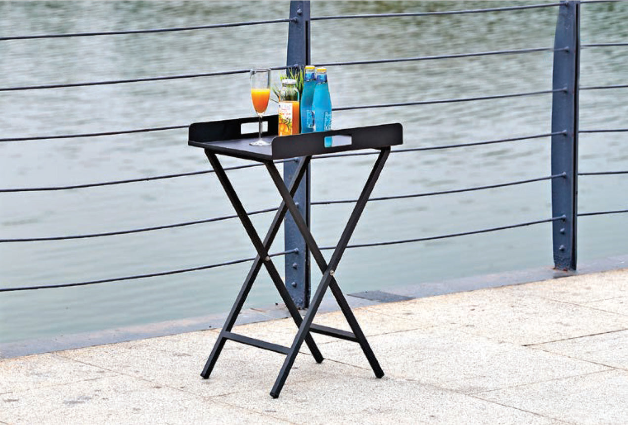 Gray Aluminum Indoor Outdoor Tray Table - Tray Tables