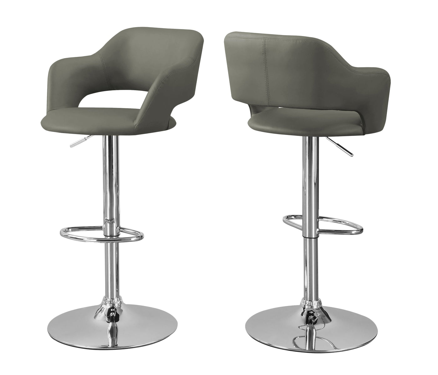 ’ Gray And Silver Metal Low Back Bar Height Bar Chair - Bar Chairs