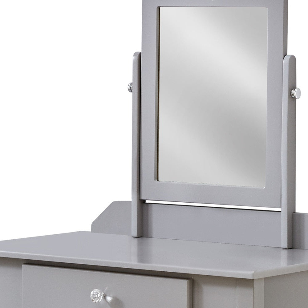 Grey Vanity Mirror And Storage Drawer - Vanity Tables