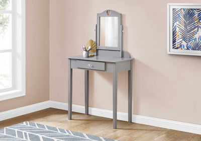 Grey Vanity Mirror And Storage Drawer - Vanity Tables