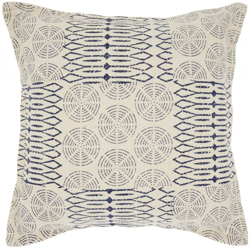 Indigo And Ivory Geometric Throw Pillow - Accent Throw Pillows