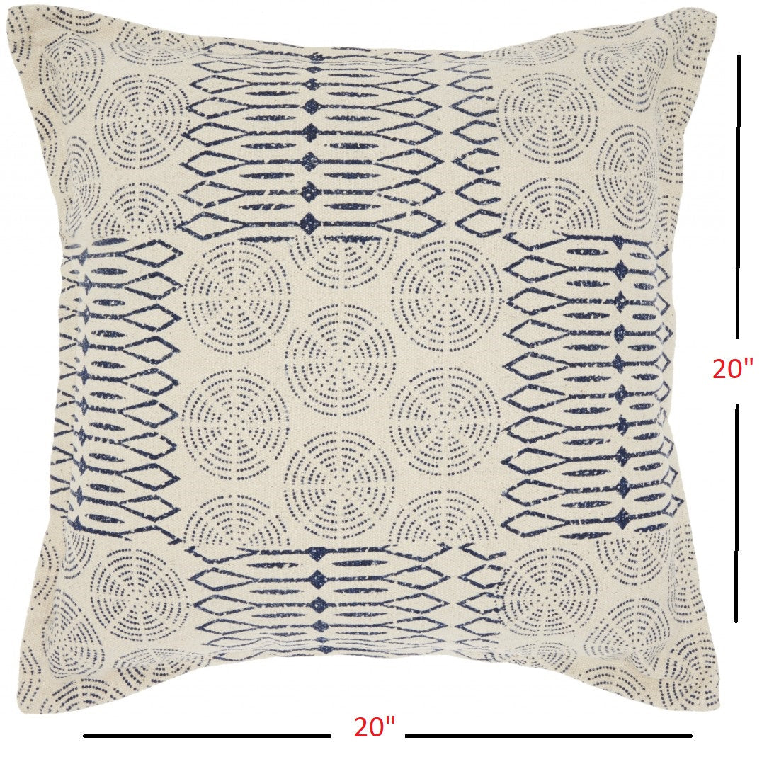 Indigo And Ivory Geometric Throw Pillow - Accent Throw Pillows