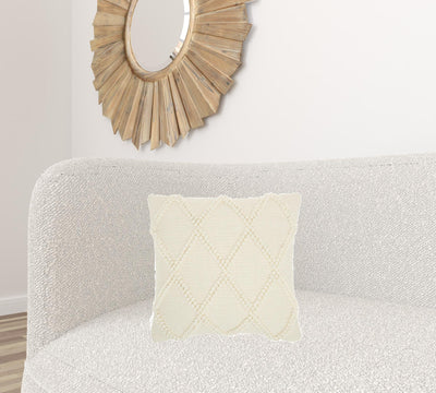 Ivory Textured Lattice Throw Pillow - Accent Throw Pillows