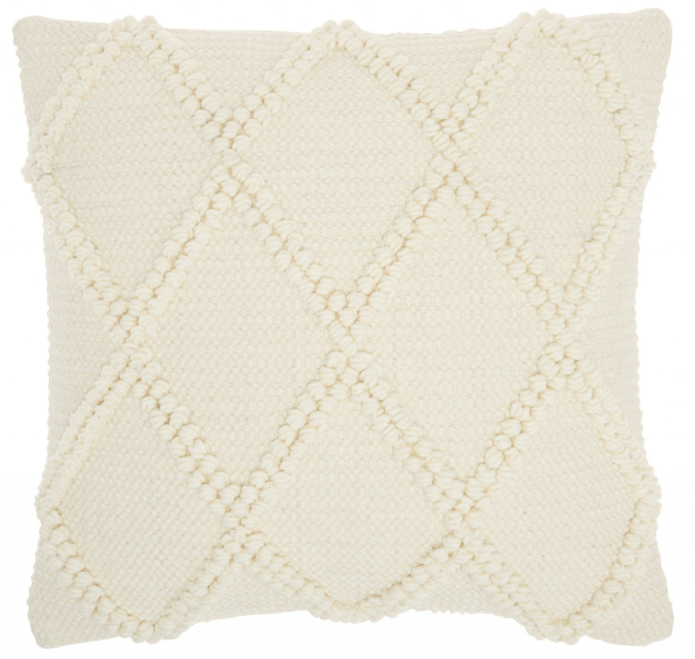 Ivory Textured Lattice Throw Pillow - Accent Throw Pillows