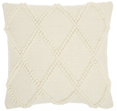 Ivory Textured Lattice Throw Pillow - Accent Throw Pillows