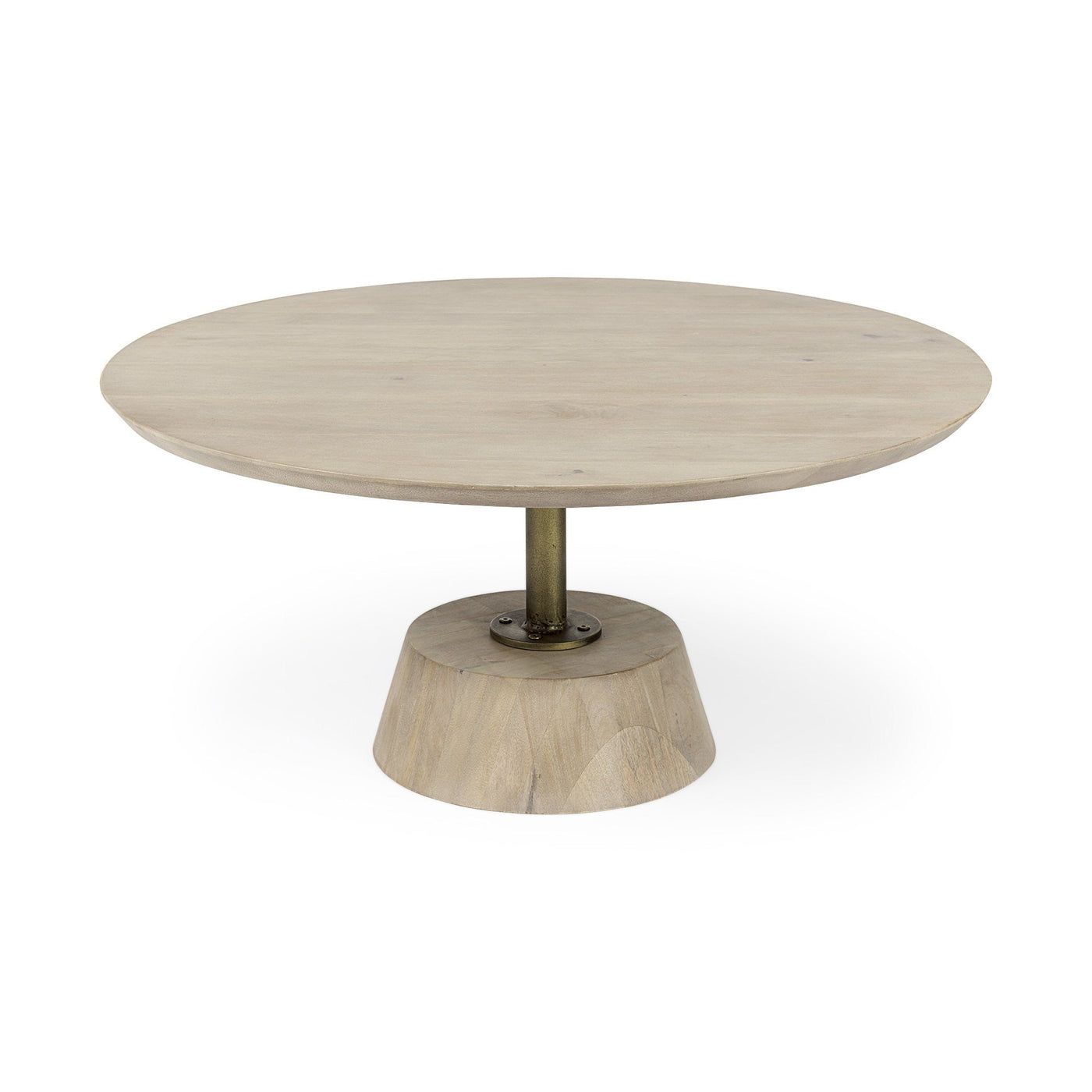 Light Brown Wooden Pedestal Coffee Table - Coffee Tables