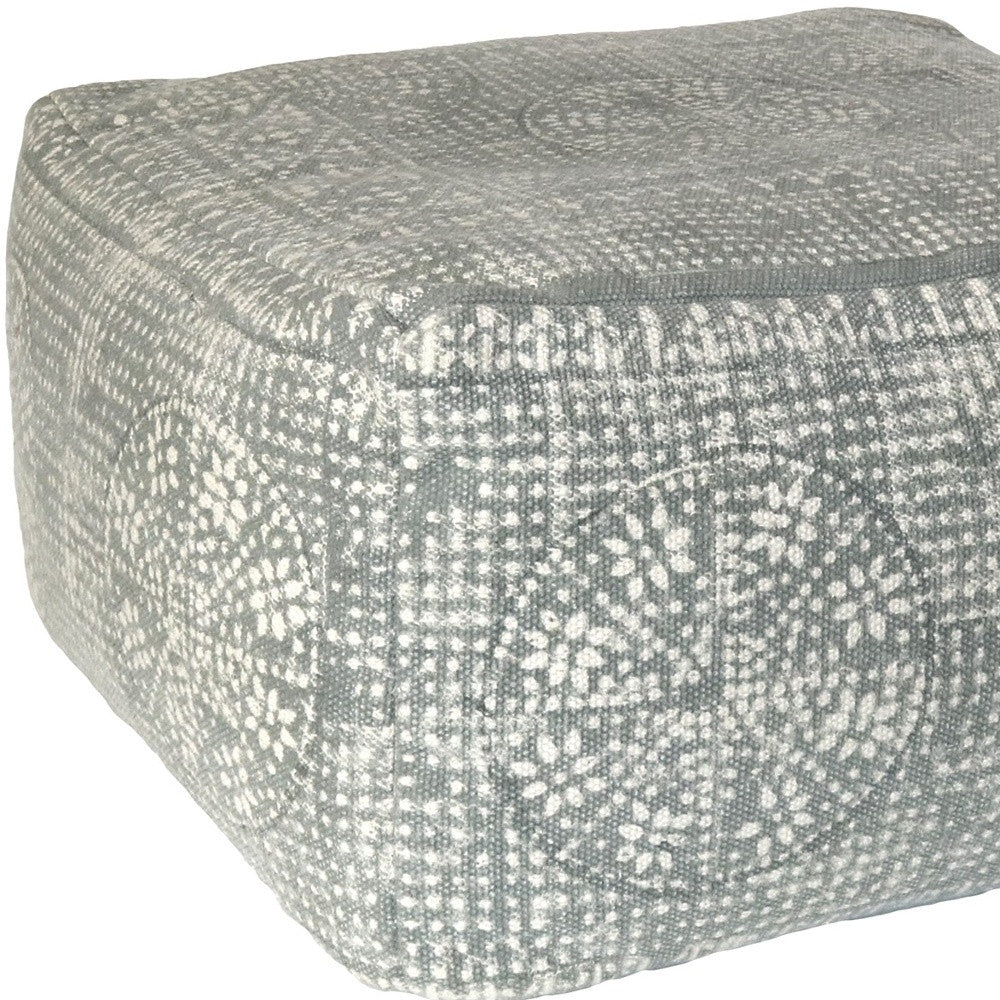 Light Gray Patterned Rectangle Pouf - Ottomans