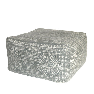 Light Gray Patterned Rectangle Pouf - Ottomans